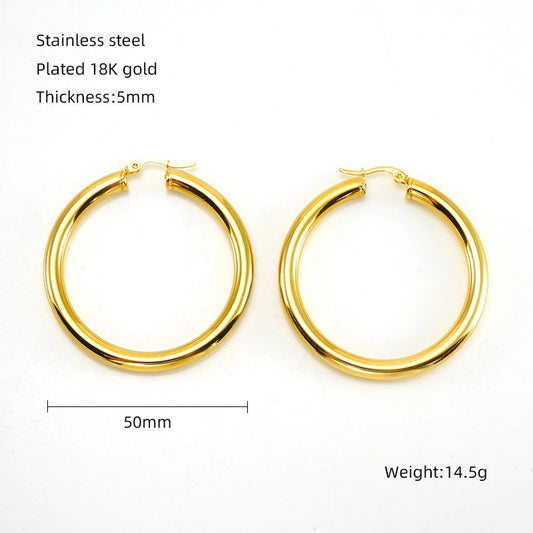 Classic Minimalist 18K Gold Plated Stainless Steel Earrings