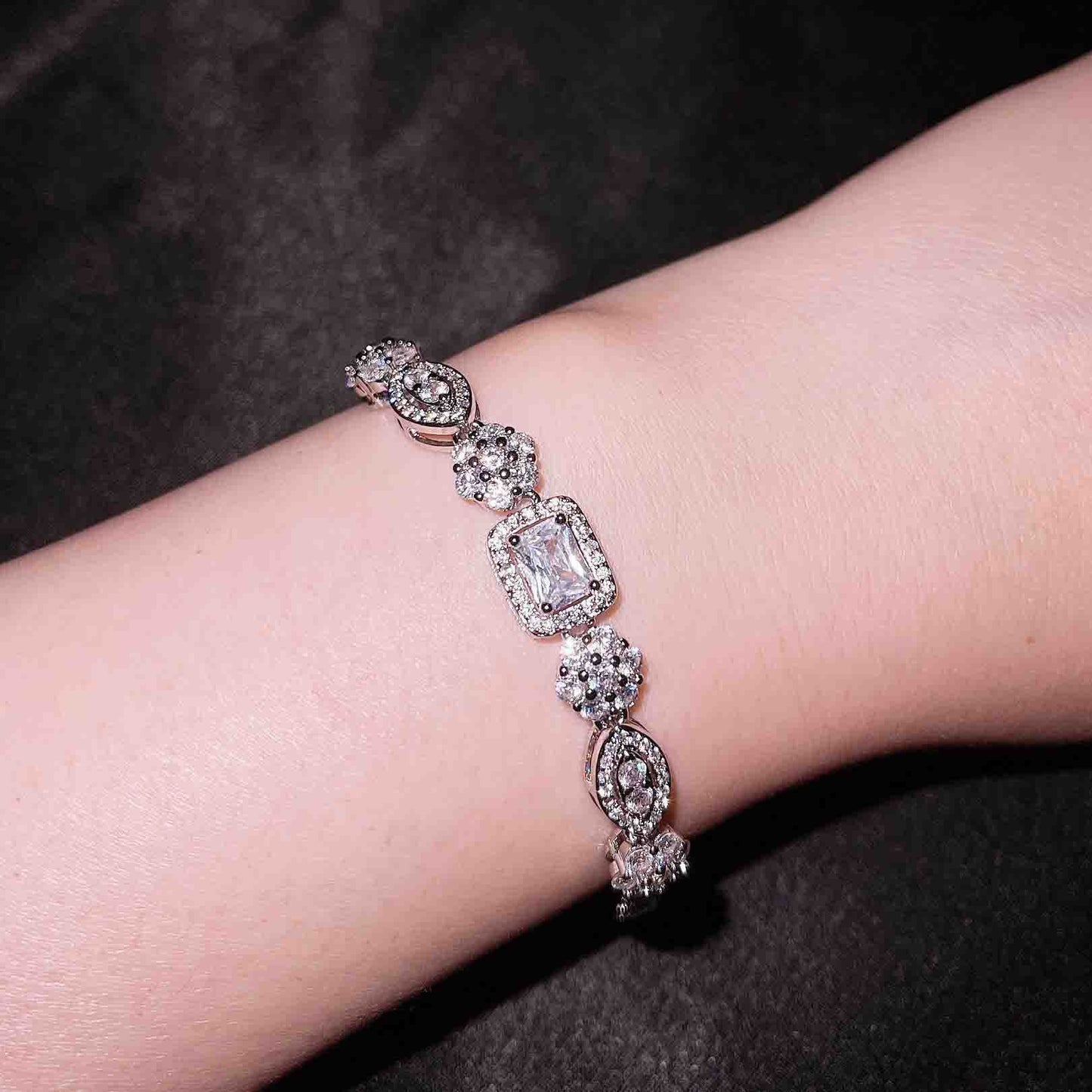 High-Quality Platinum-Plated Cubic Zirconia Bracelet