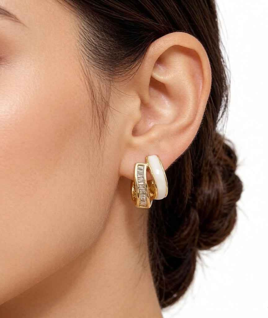 Elevate Your Style with Mother of Pearl CZ Stud Earrings | 925 Sterling Silver