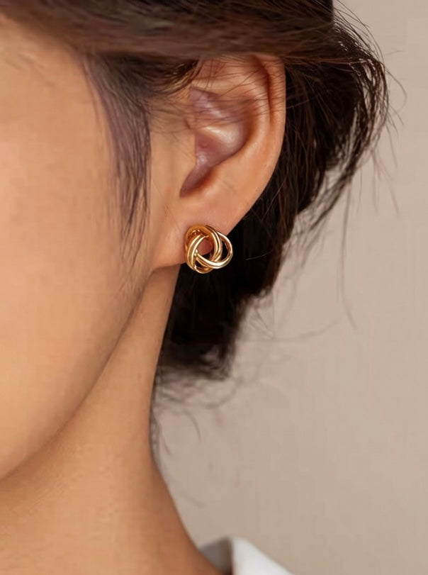 Gold Twisted Rope Stud Earrings | 925 Sterling Silver | Luumina