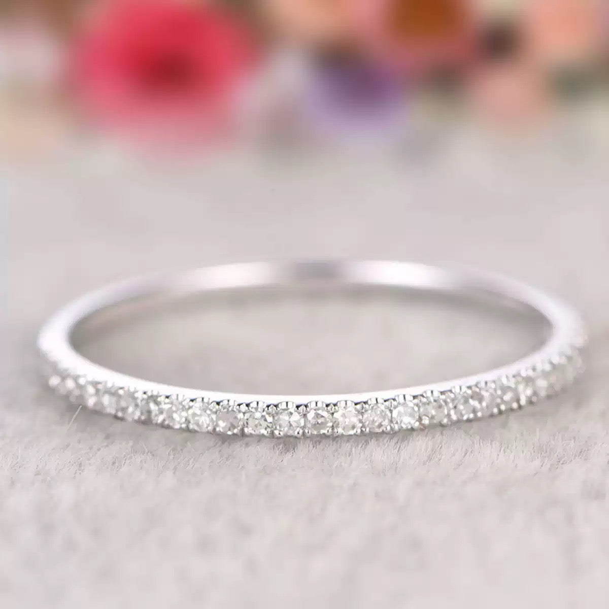 Minimalist Single-Row Zircon Ring | Gold, Silver & Rose Gold