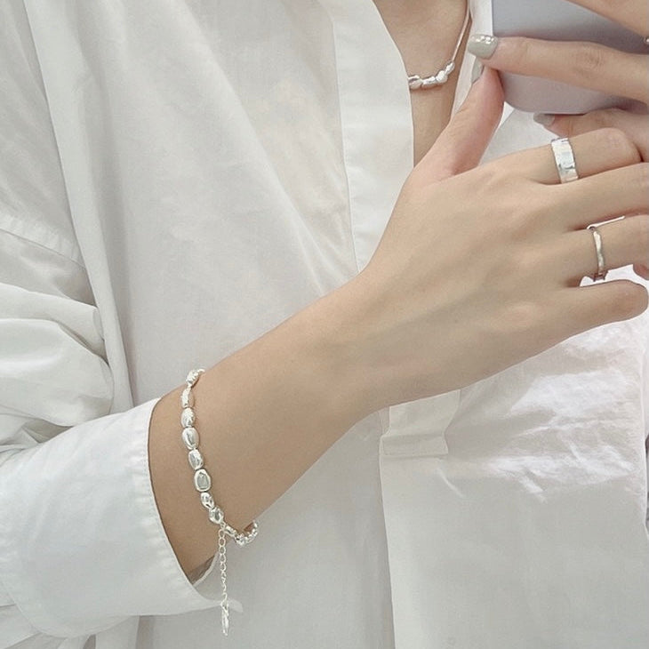 Silver Beans 925 Sterling Silver Necklace & Bracelet