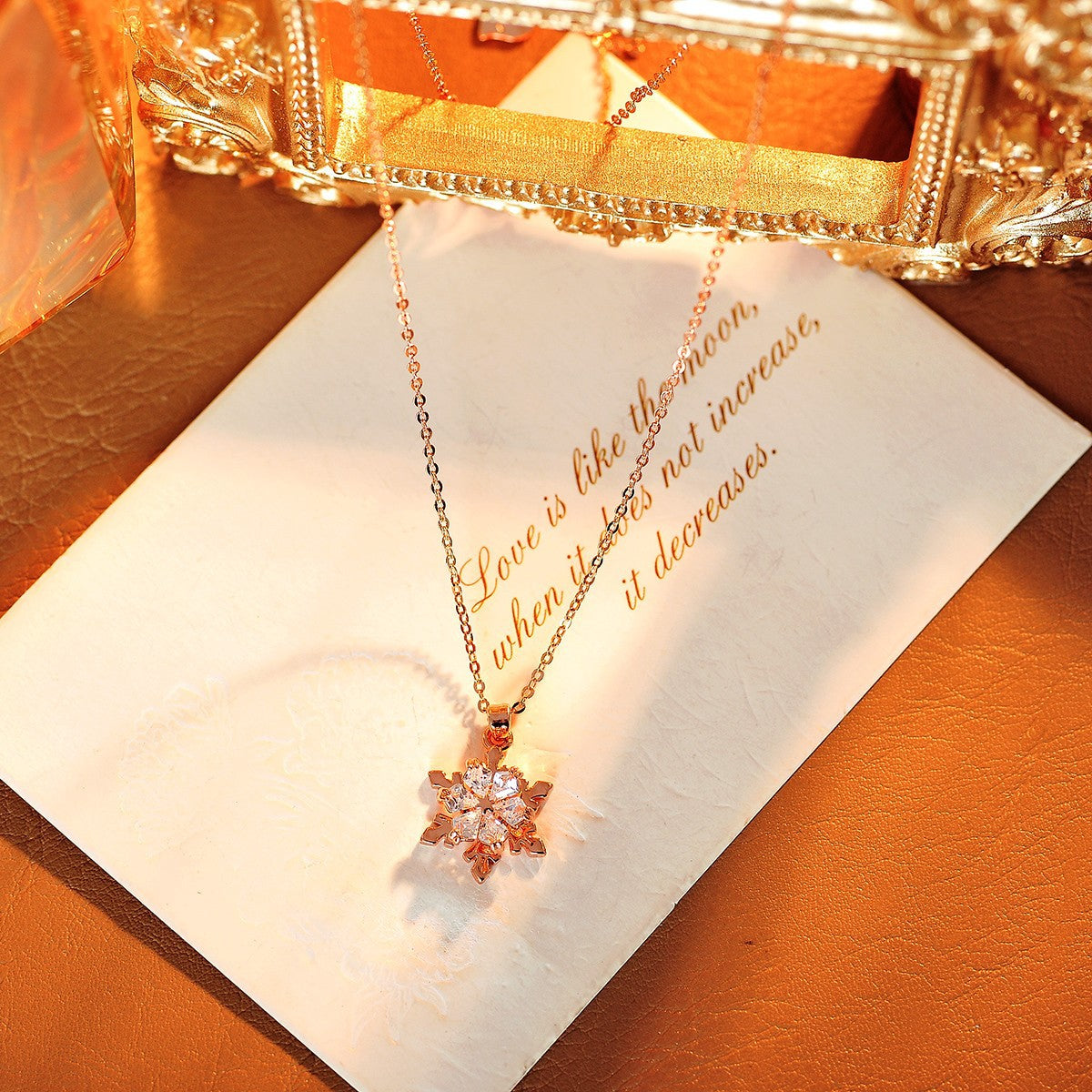 Vintage Snowflake 18K Gold Plated Pendant Necklace