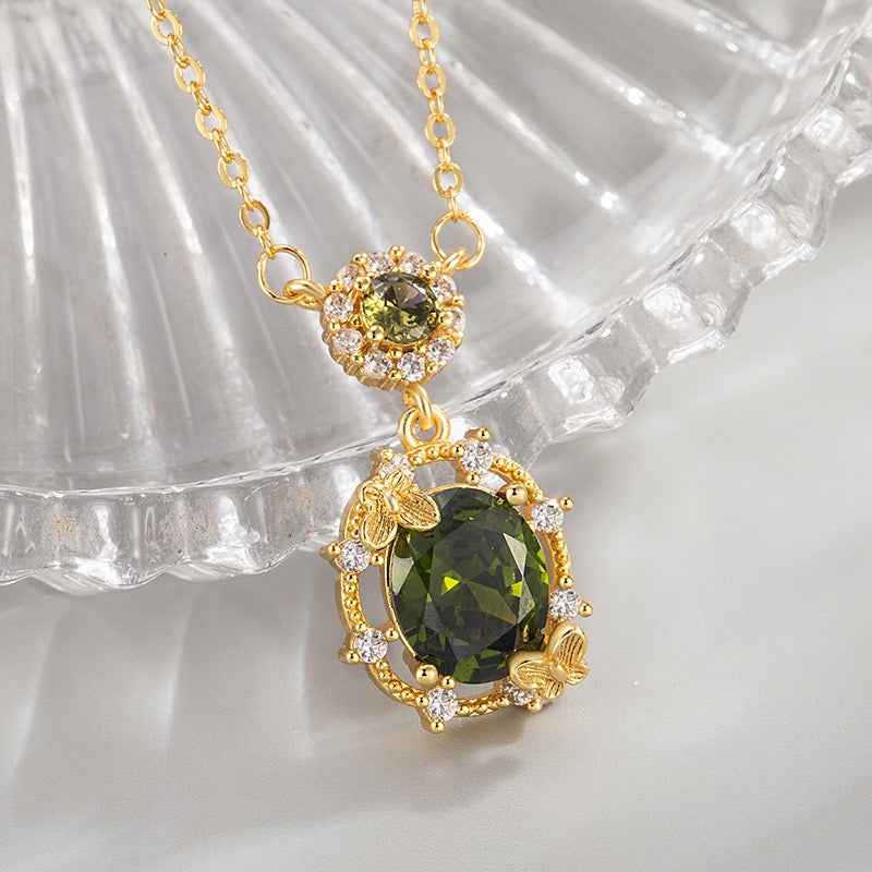 Elevate Every Outfit with the Olive Green Zircon Jewelry Set