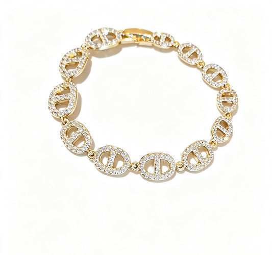 14K Gold Plated Zirconia Mariner Chain Bracelet – Luxe & Elegant