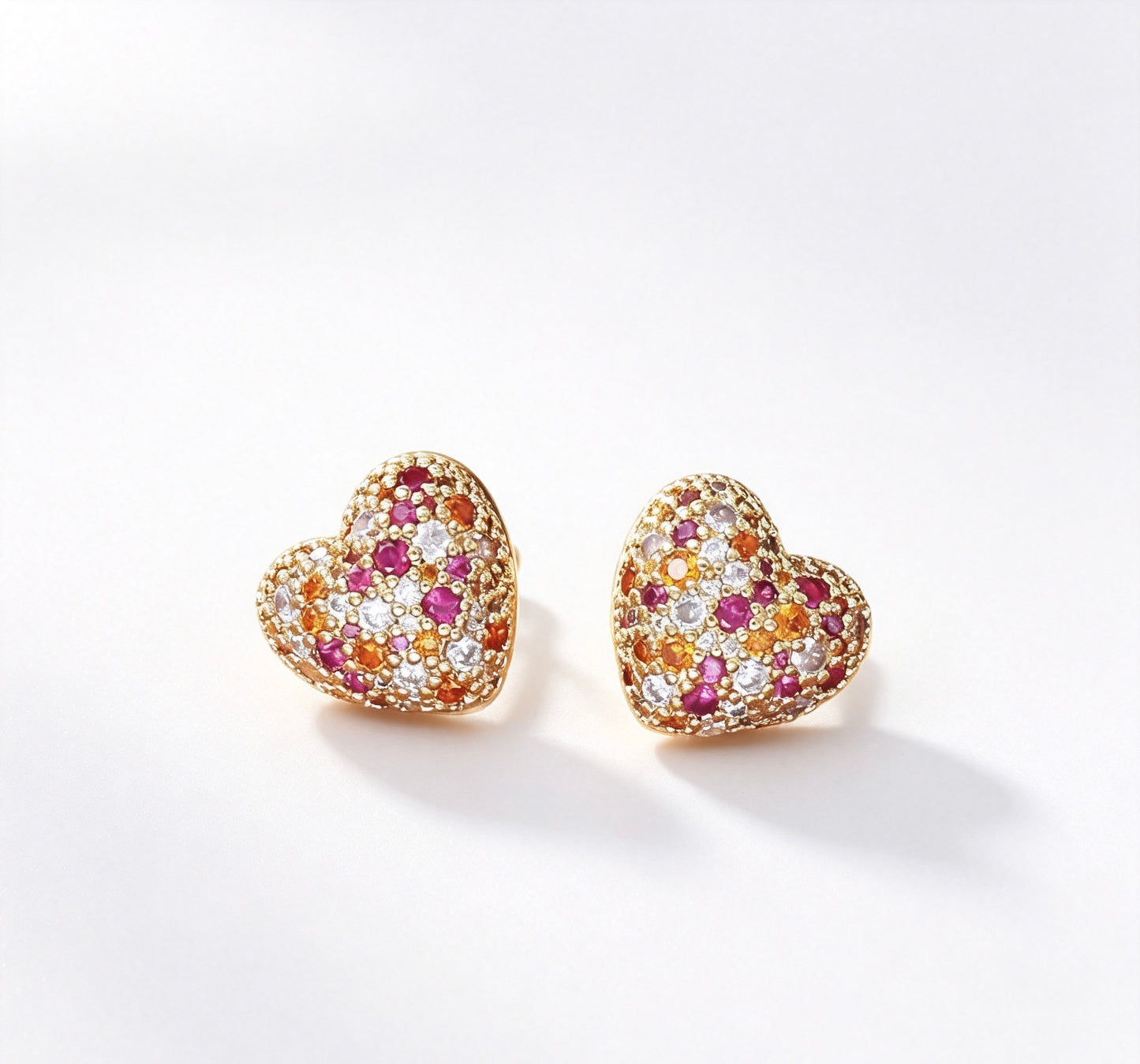 Zircon Heart Necklace & Earrings Set | 18K Gold Plated