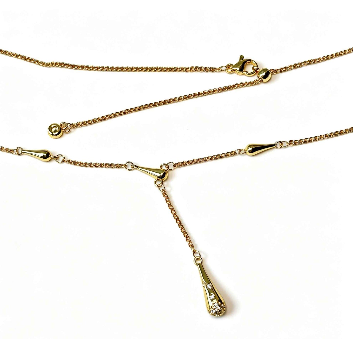 Elegant Teardrop Tassel Sweater Chain | 18K Gold Plated with Sparkling Zircon Crystals