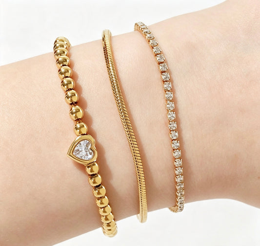 Gold Plated Stainless Steel Chain Bracelet | 3 Styles – Elegant & Versatile