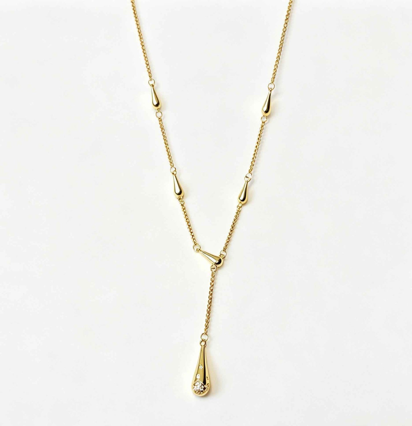 Elegant Teardrop Tassel Sweater Chain | 18K Gold Plated with Sparkling Zircon Crystals