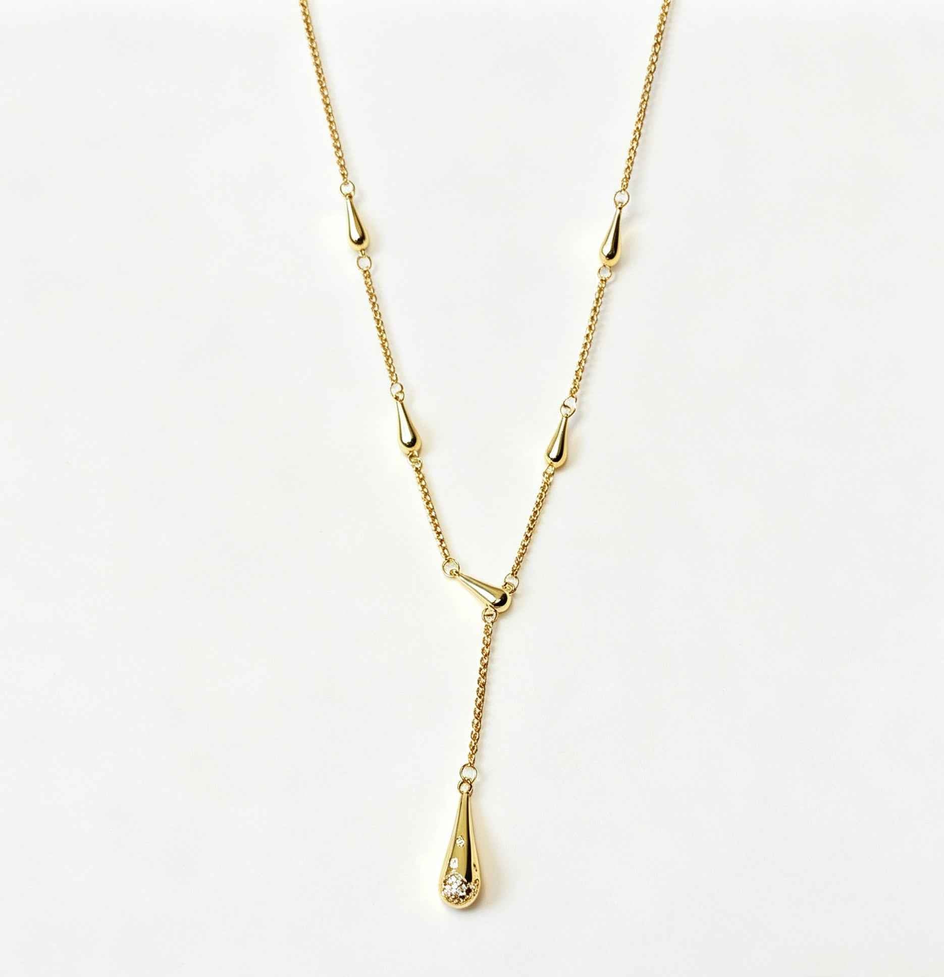 Elegant Teardrop Tassel Sweater Chain | 18K Gold Plated with Sparkling Zircon Crystals