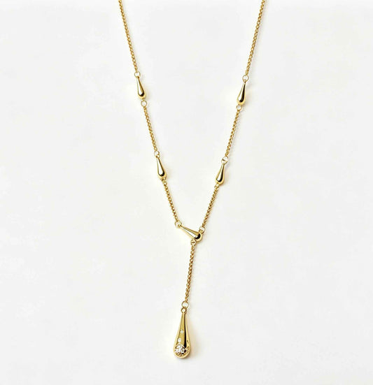 Elegant Teardrop Tassel Sweater Chain | 18K Gold Plated with Sparkling Zircon Crystals