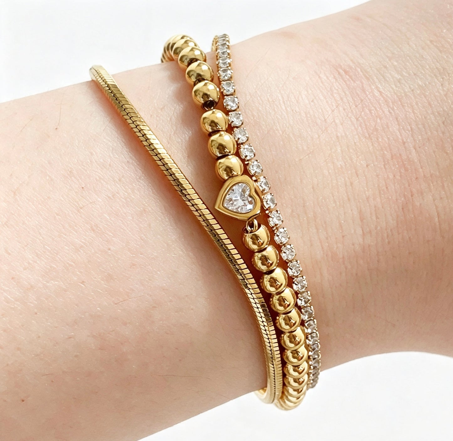 Gold Plated Stainless Steel Chain Bracelet | 3 Styles – Elegant & Versatile