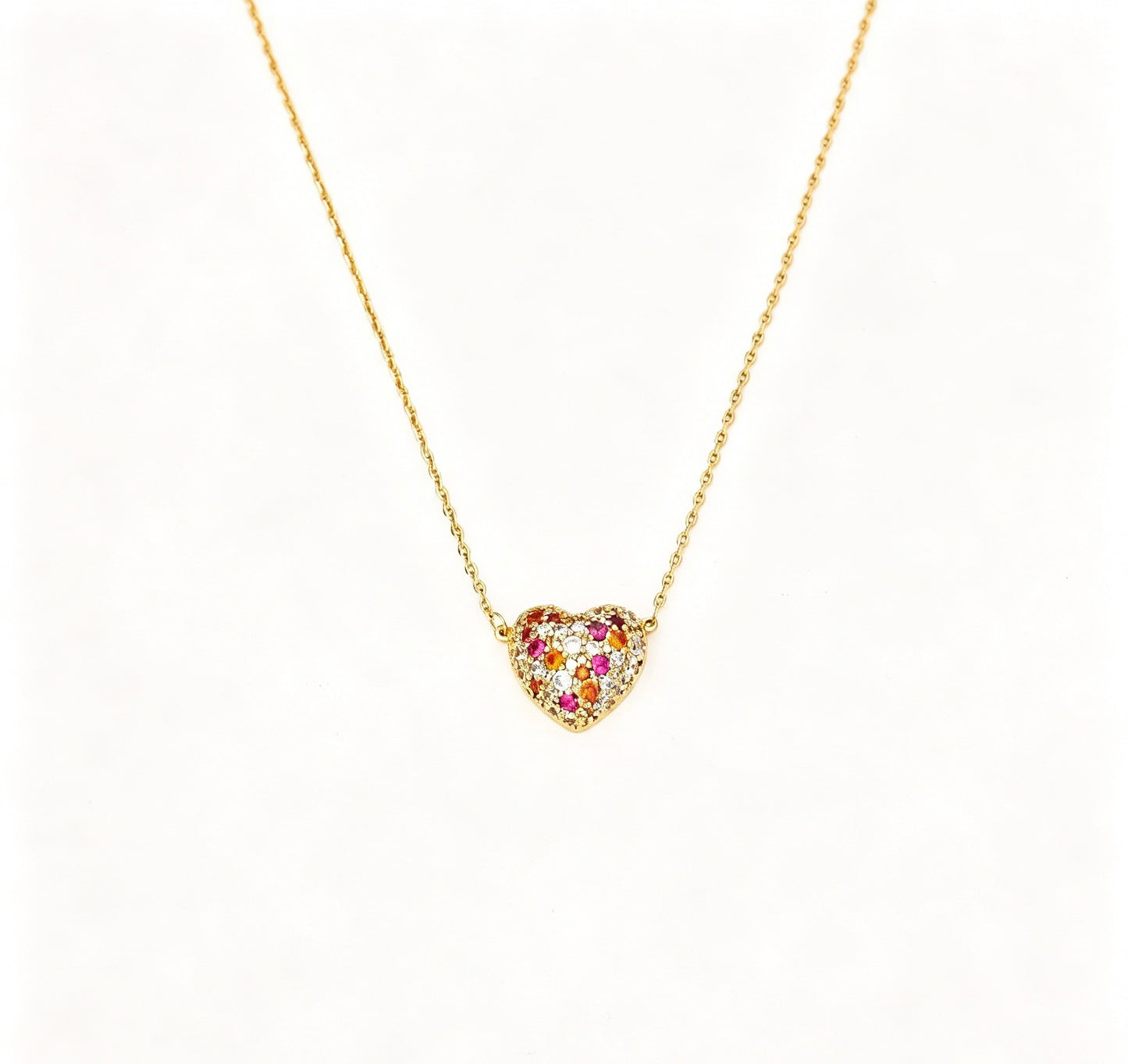 Zircon Heart Necklace & Earrings Set | 18K Gold Plated