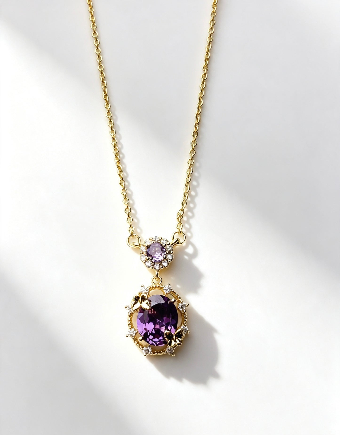 Botanical Purple Zircon Gold Plated Jewelry Set