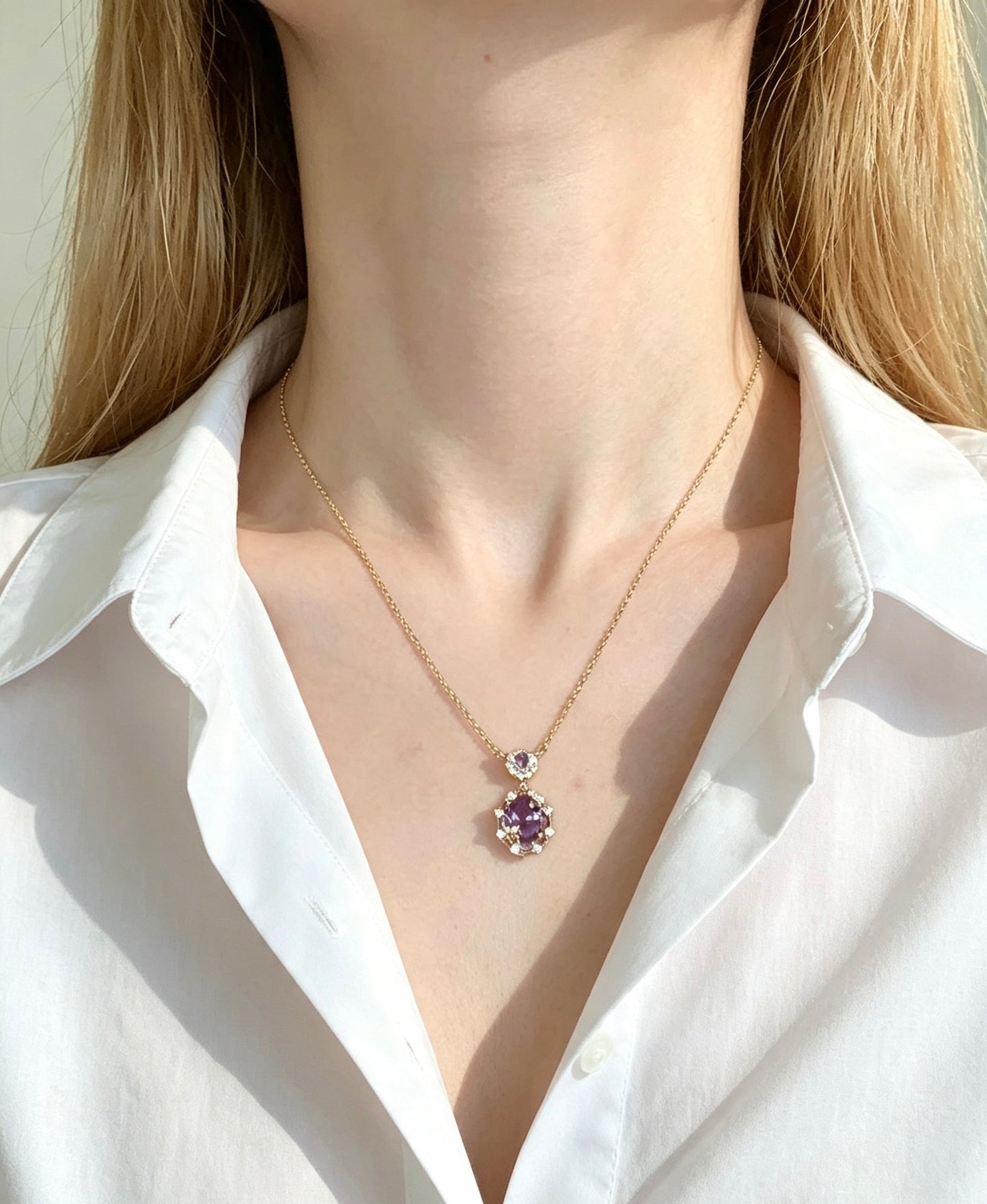 Botanical Purple Zircon Gold Plated Jewelry Set