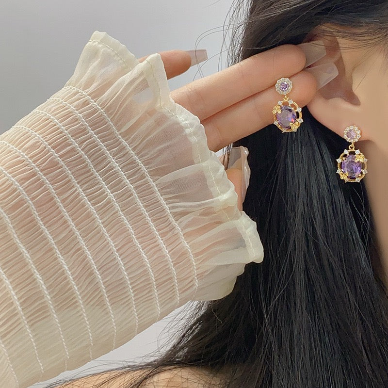 Botanical Purple Zircon Gold Plated Jewelry Set
