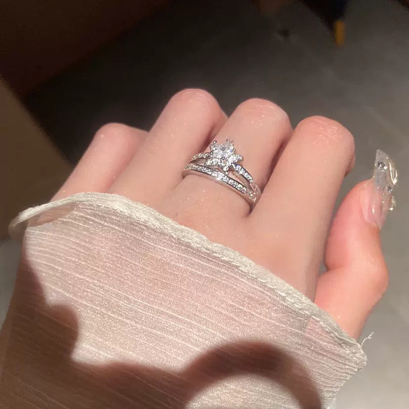 Micro Pavé Star Ring | Adjustable Open Band · CZ Stacking Ring