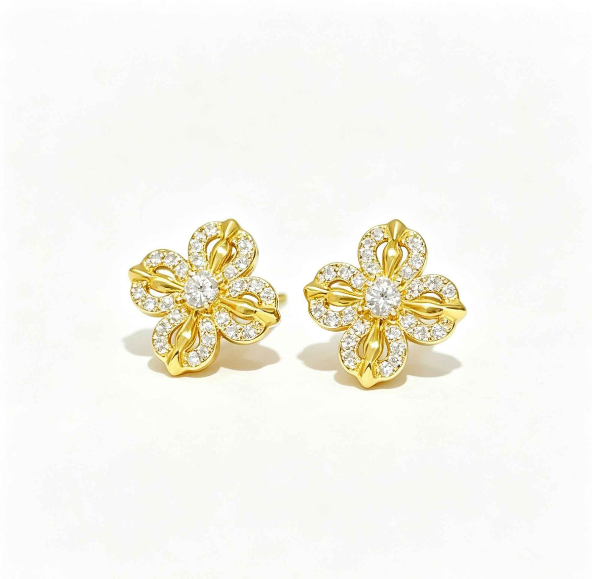 Elevate Your Elegance with Our Gold Floral Stud Earrings