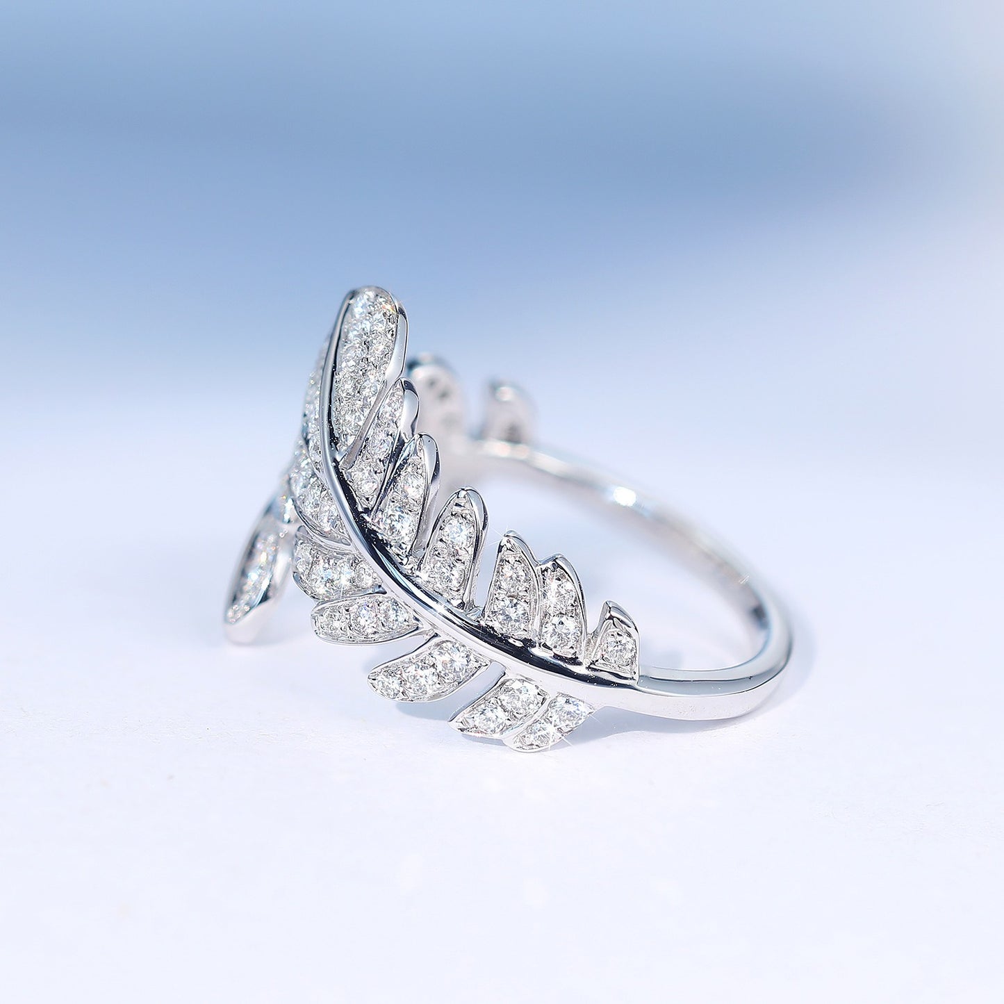 Feather Open Adjustable Ring | 5A Zircon Copper Statement Ring