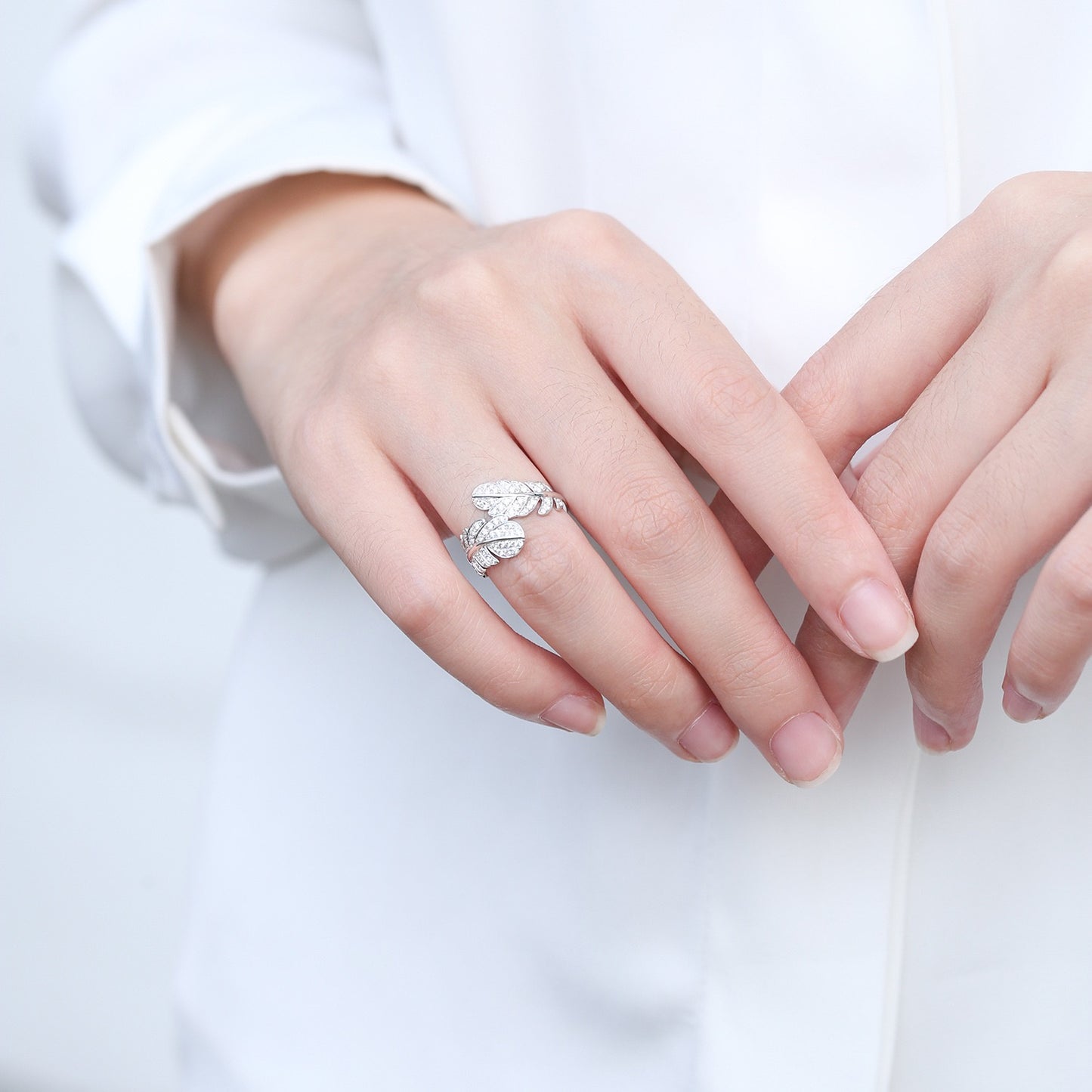 Feather Open Adjustable Ring | 5A Zircon Copper Statement Ring