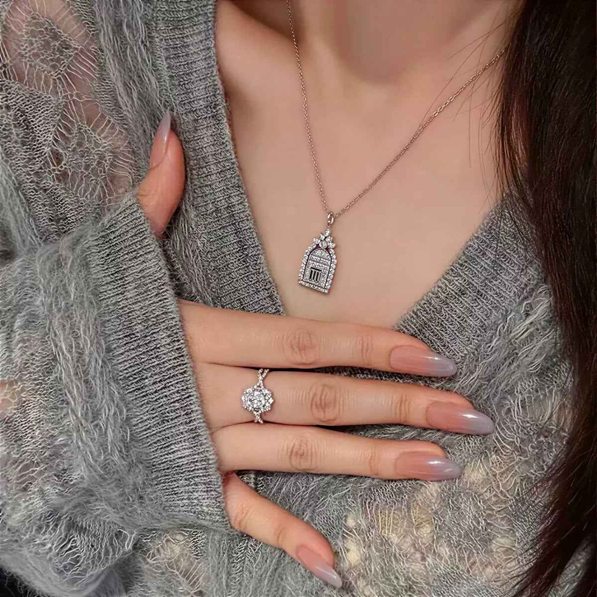 Gate of Happiness Necklace | S925 Sterling Silver & Moissanite