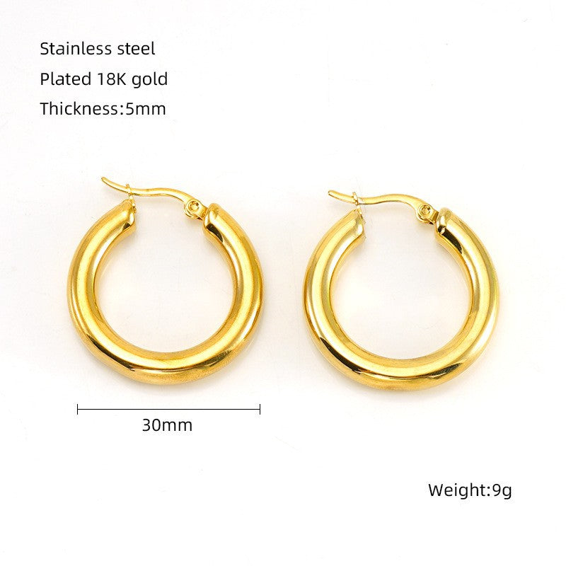 Classic Minimalist 18K Gold Plated Stainless Steel Earrings