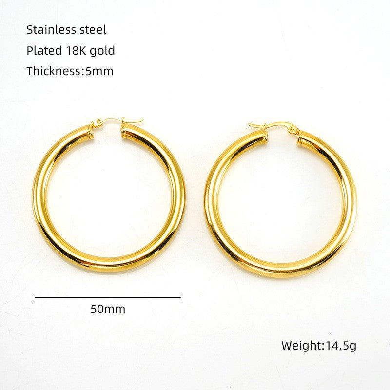 Classic Minimalist 18K Gold Plated Stainless Steel Earrings