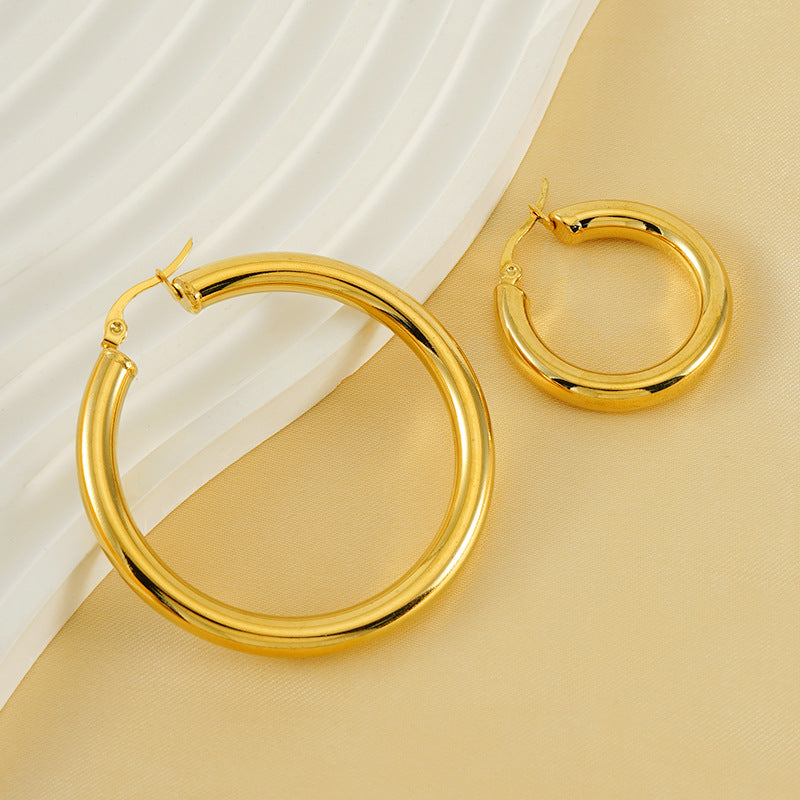 Classic Minimalist 18K Gold Plated Stainless Steel Earrings