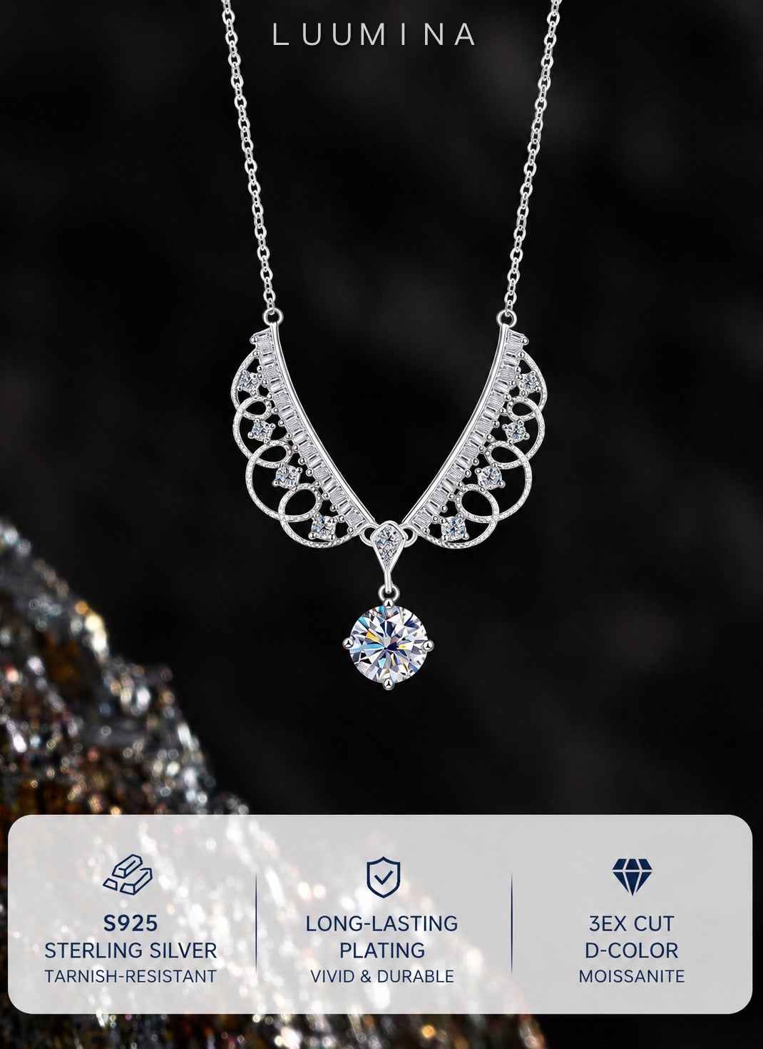 Runaway Princess Moissanite Pendant Necklace | S925 Sterling Silver