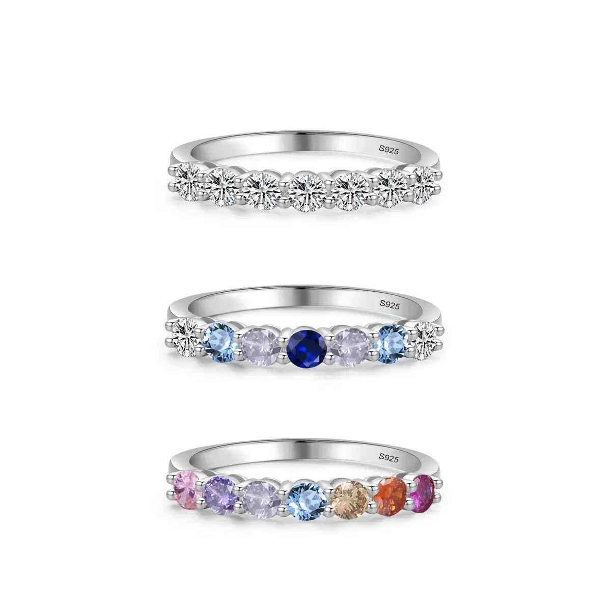 Round Cut Multicolor Zircon Ring | 925 Sterling Silver Band