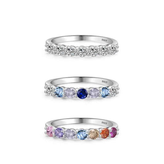 Round Cut Multicolor Zircon Ring | 925 Sterling Silver Band