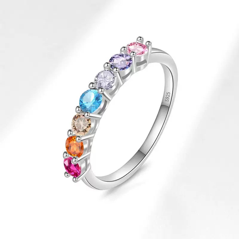 Rainbow 925 sterling silver ring (side view)