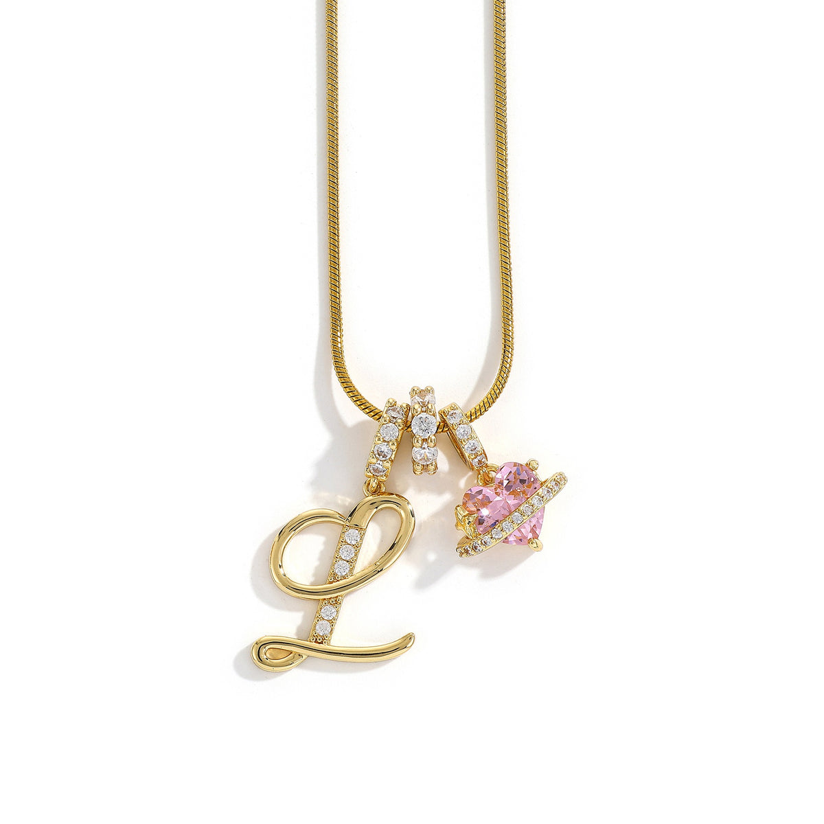 Heart & Letter Necklace | Zircon Accent