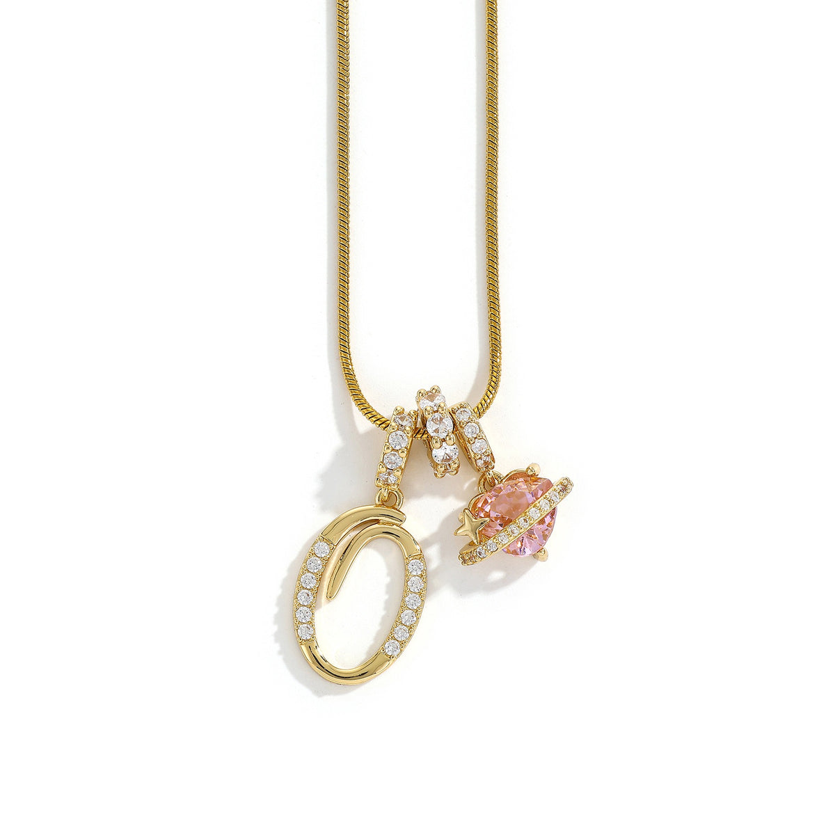 Heart & Letter Necklace | Zircon Accent