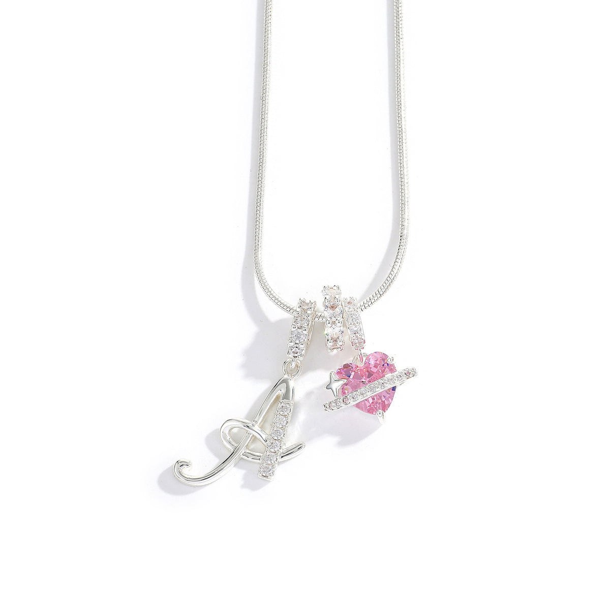 Heart & Letter Necklace | Zircon Accent