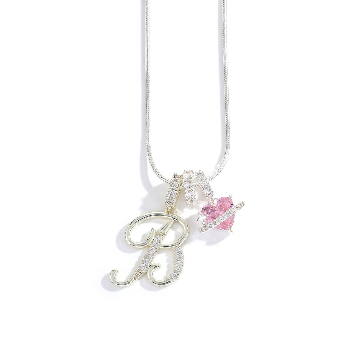 Heart & Letter Necklace | Zircon Accent