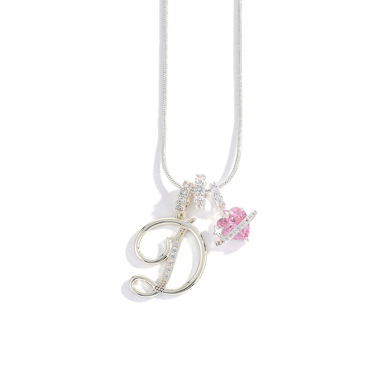 Heart & Letter Necklace | Zircon Accent