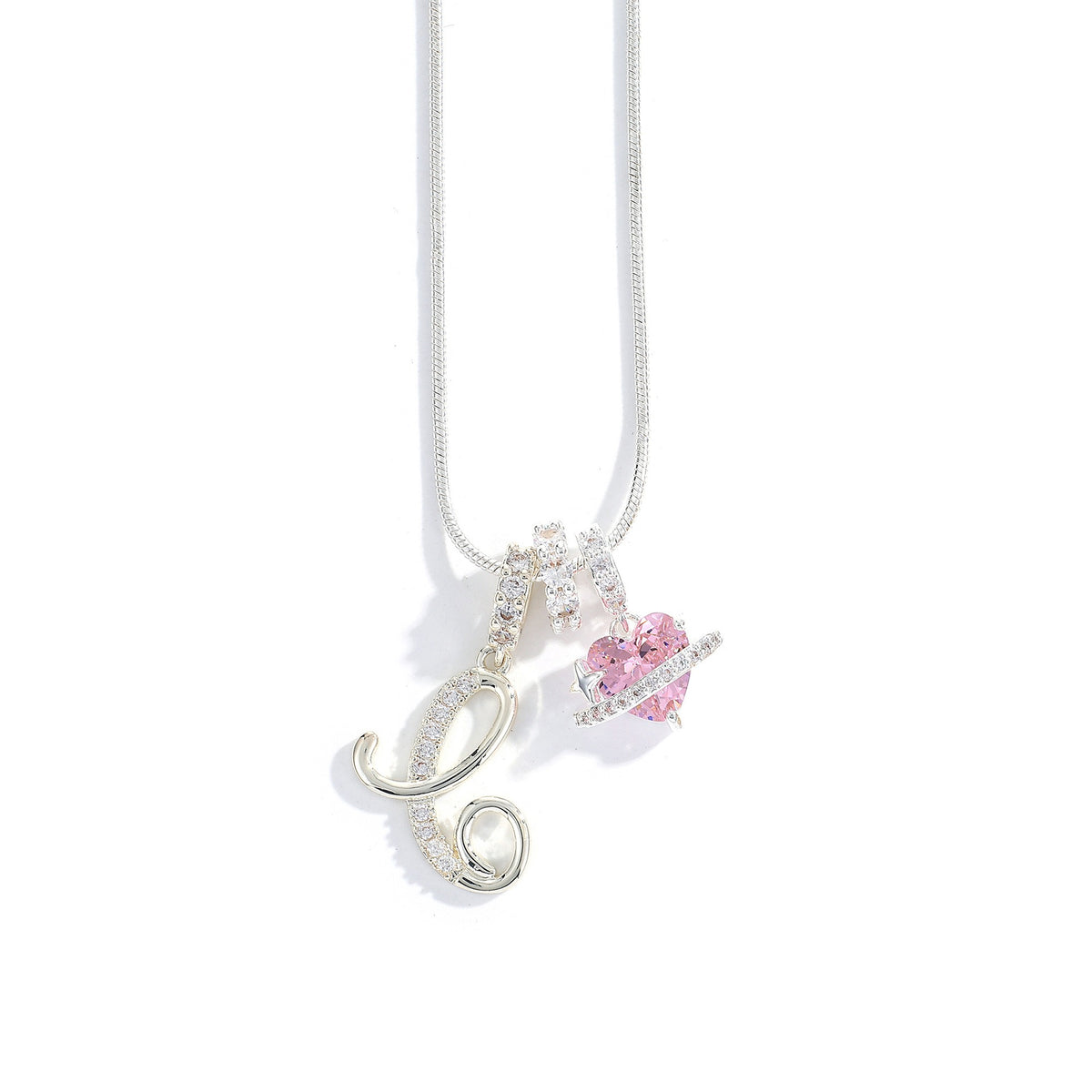 Heart & Letter Necklace | Zircon Accent