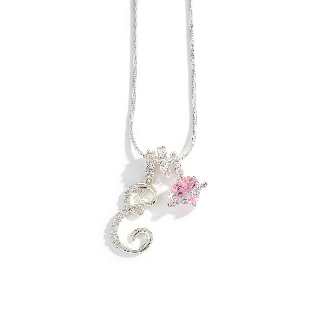 Heart & Letter Necklace | Zircon Accent