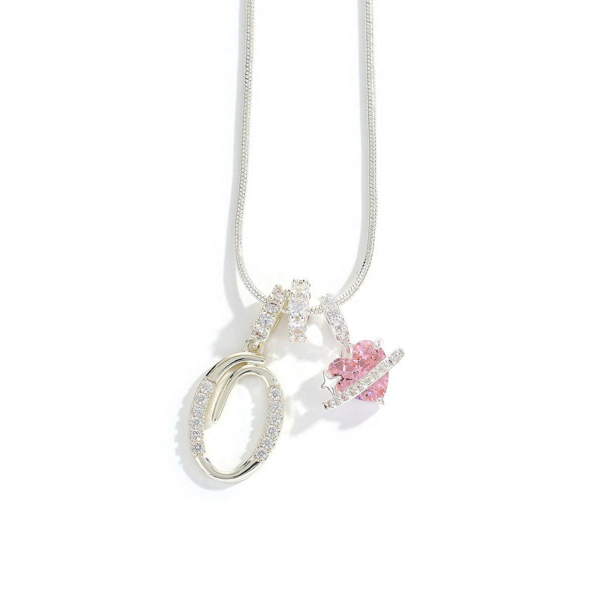 Heart & Letter Necklace | Zircon Accent