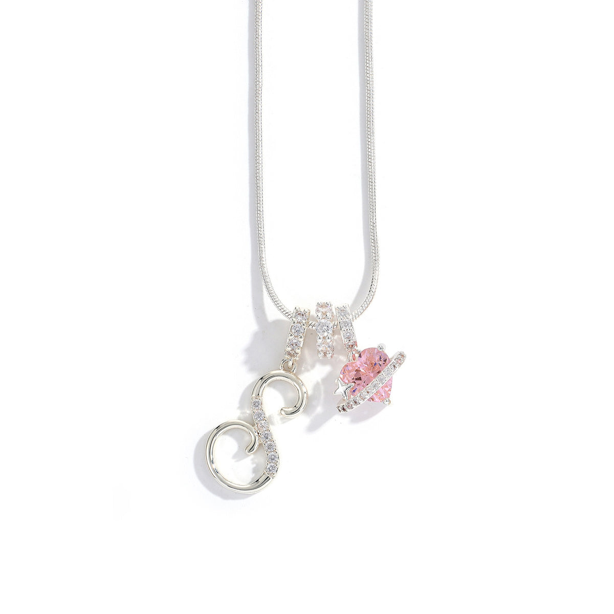 Heart & Letter Necklace | Zircon Accent