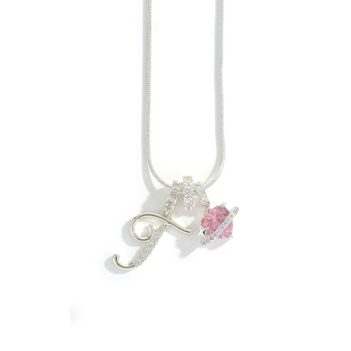 Heart & Letter Necklace | Zircon Accent