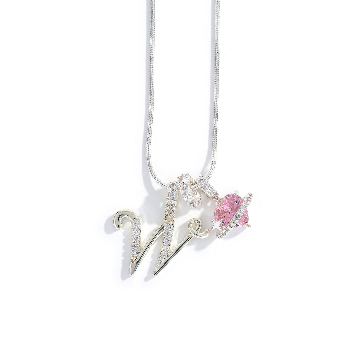 Heart & Letter Necklace | Zircon Accent