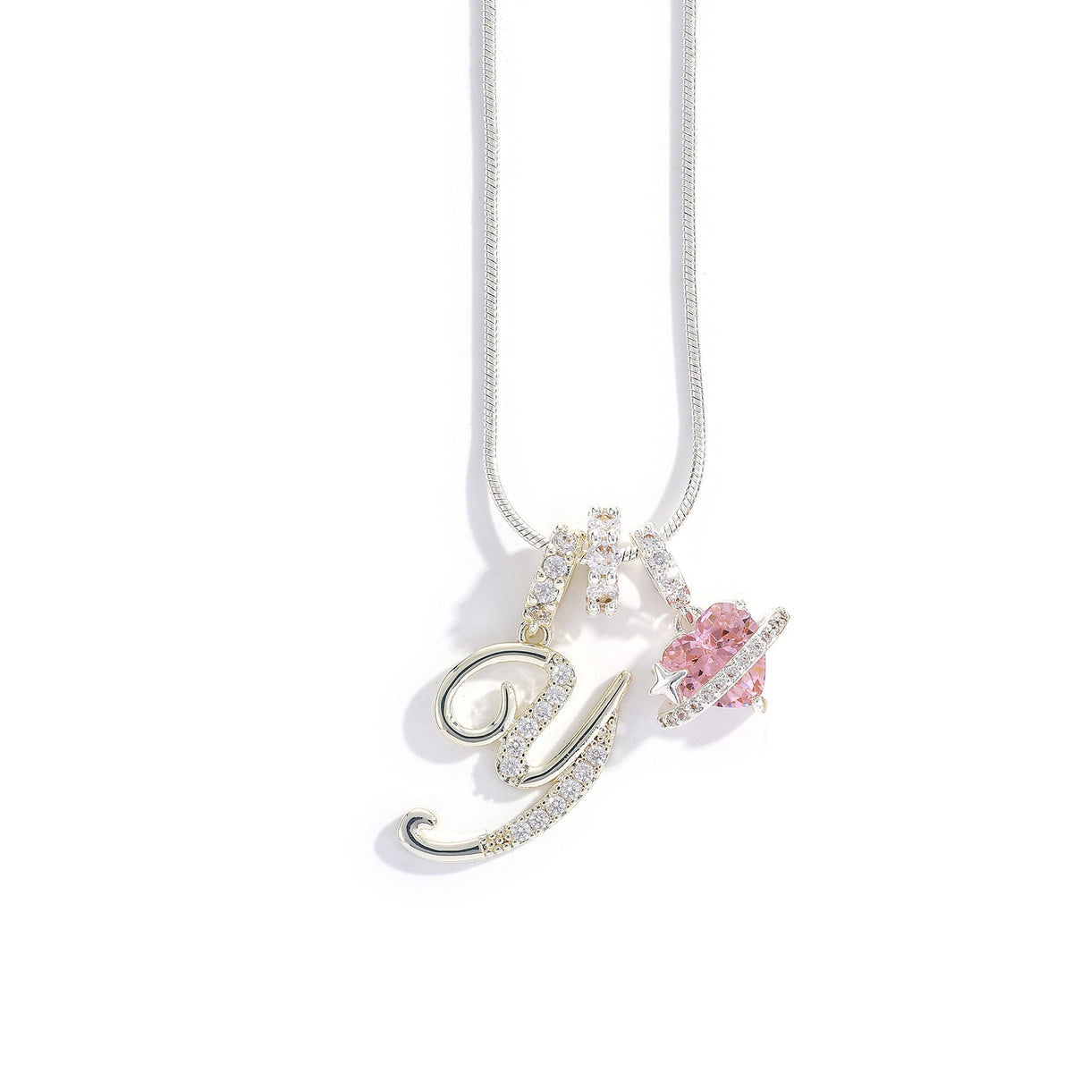 Heart & Letter Necklace | Zircon Accent