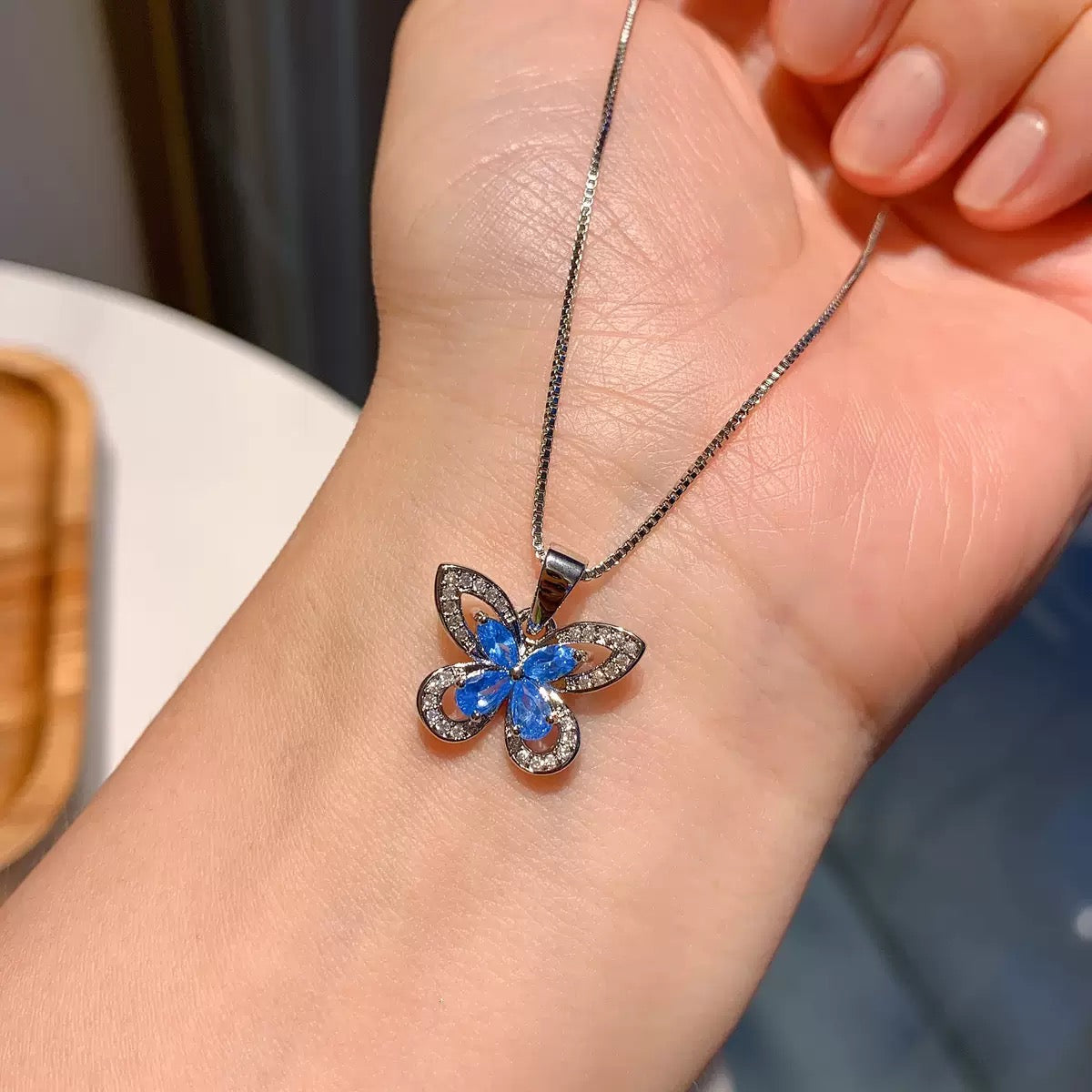 Ocean Blue Butterfly Zircon Jewelry | Necklace 