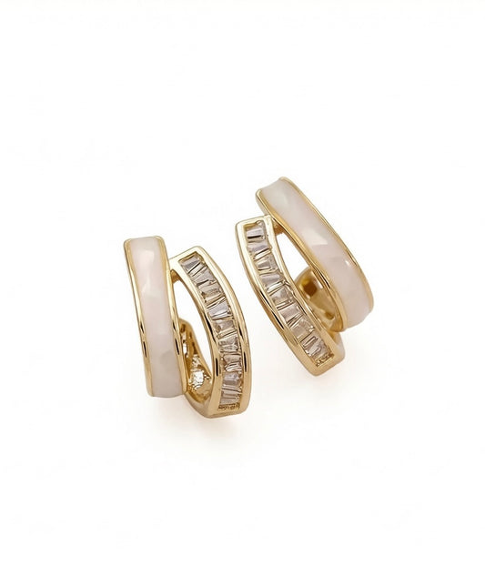 Mother of Pearl & CZ Stud Earrings | 925 Sterling Silver
