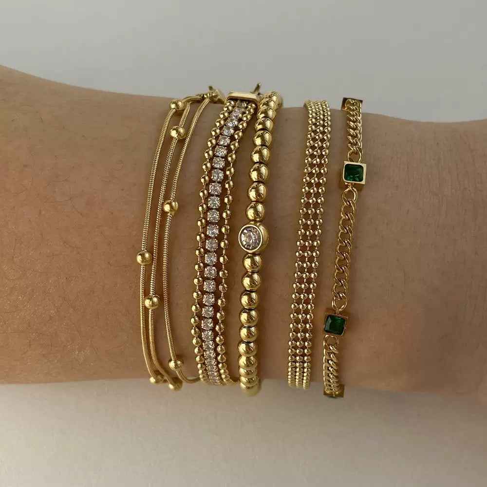 Elegant Gold Plated Beaded Bracelet for Everyday Luxury