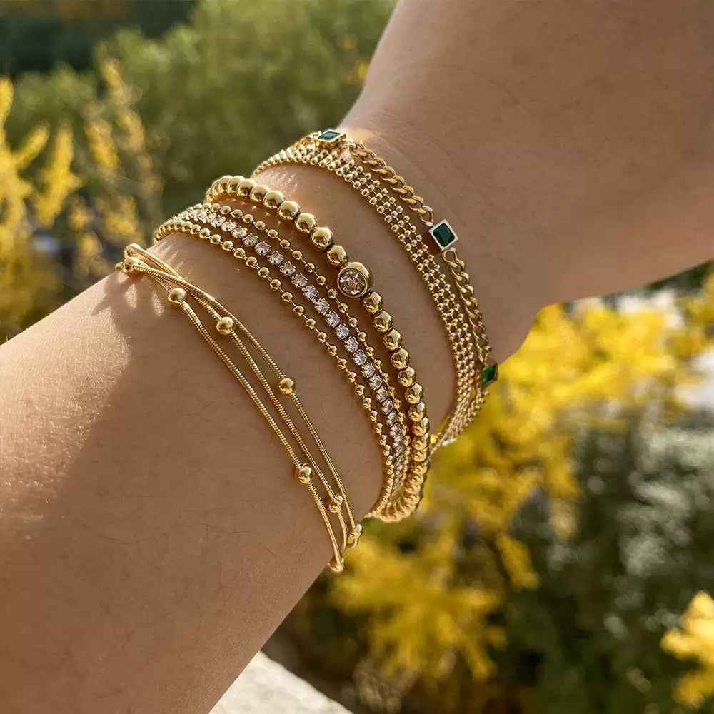 Elegant Gold Plated Beaded Bracelet for Everyday Luxury