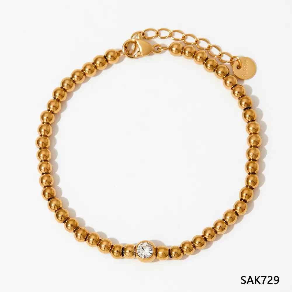 Elegant Gold Plated Beaded Bracelet for Everyday Luxury