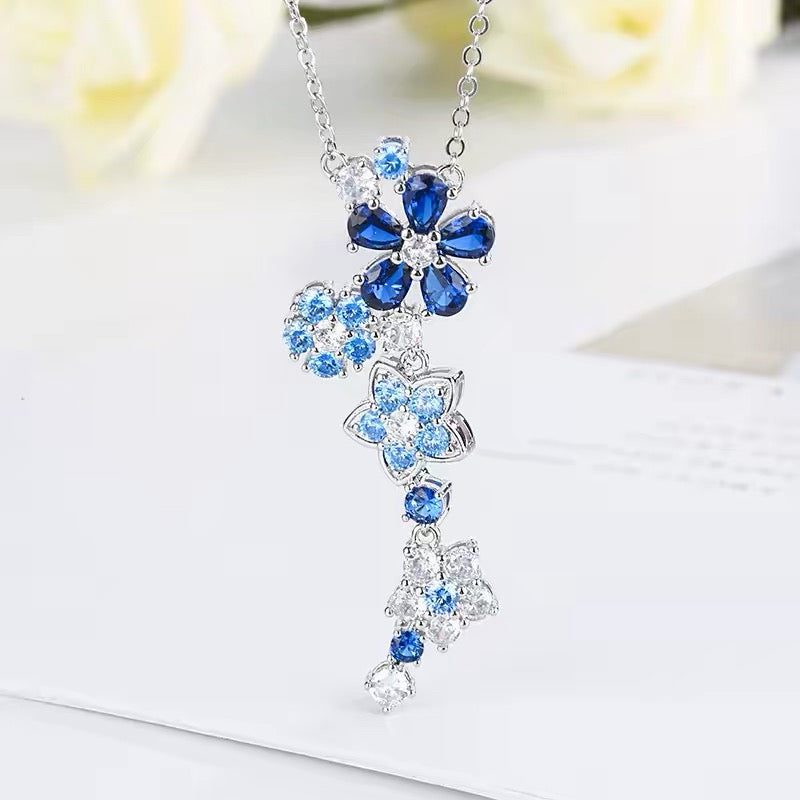 Zircon Flower Jewelry Set | Necklace Bracelet & Earrings